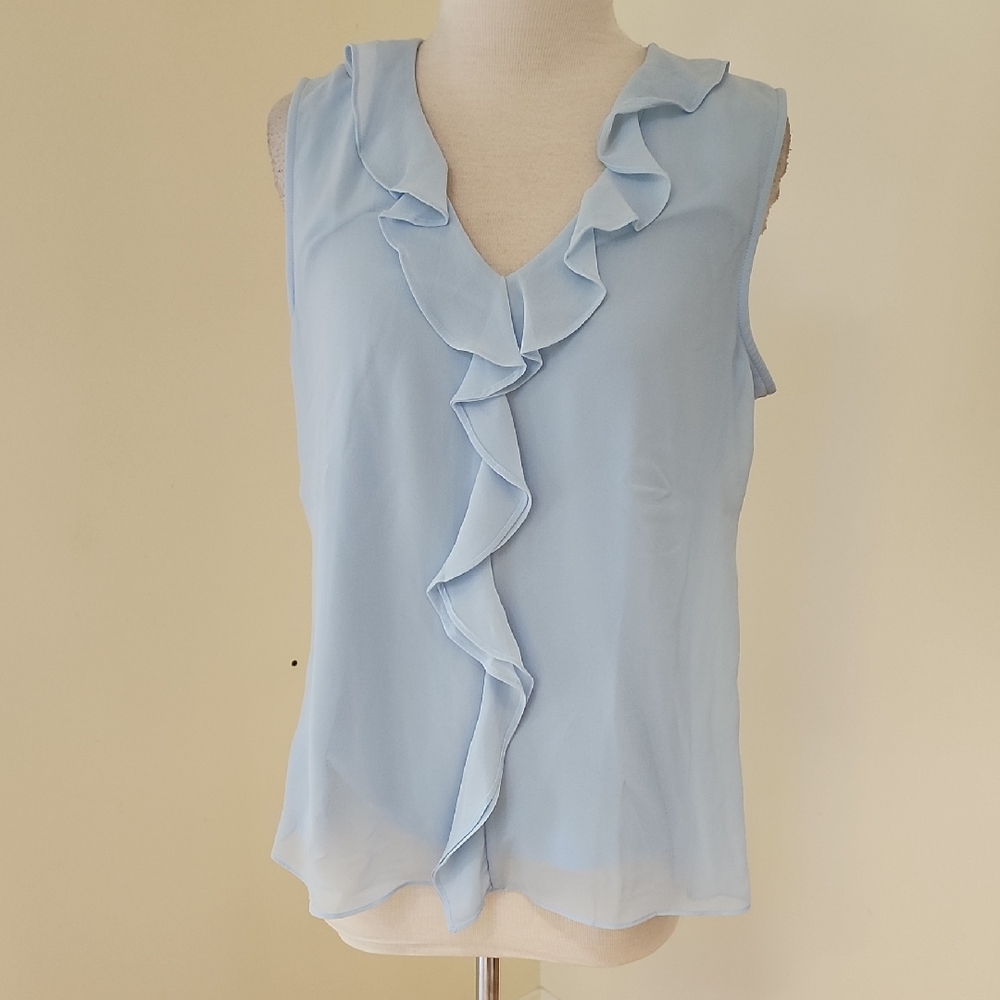 Calvin Klein medium Light Blue Ruffle Sleeveless Top.